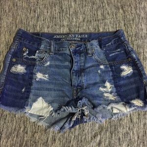 Distressed jean shorts
